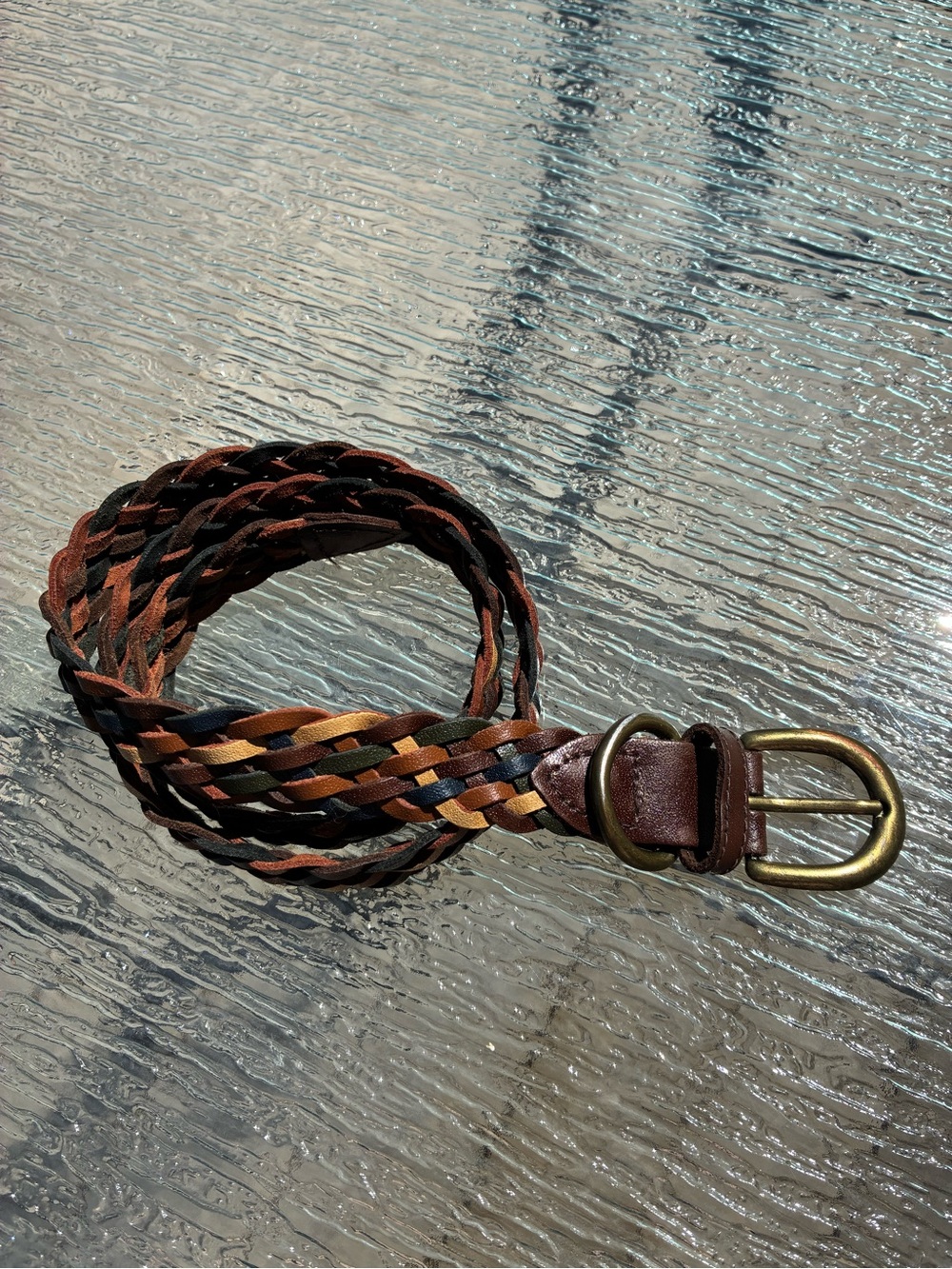Braided Woven Multi-Color Adjustable Leather Belt